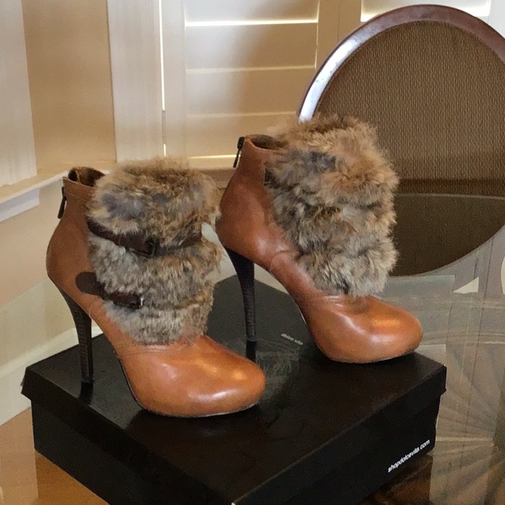 Dolce Vita Brown Fur Heeled Boots